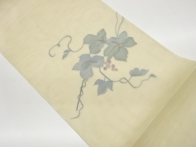 紗紬葡萄模様織出し袋帯